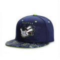 Trendy flat brimmed snapback hatsholding cigarette for sunshade