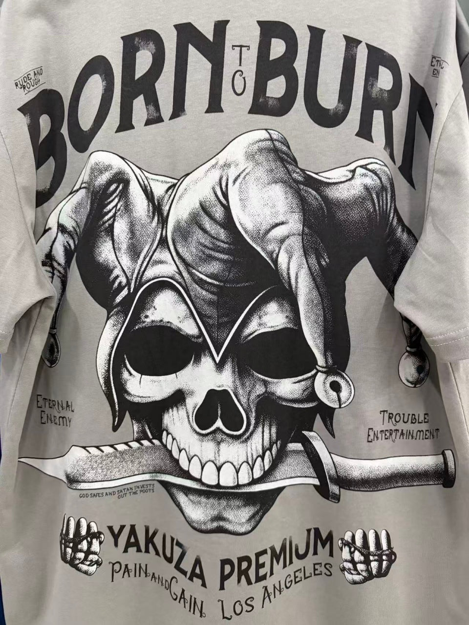 Vintage style washed summer wear T shirt Skull 260G pure cotton high-quality streetwear
