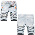 Denim shorts High-quality trendy Cross-pattern veneer casual pure cotton Non-stretch plus-size men's clothing