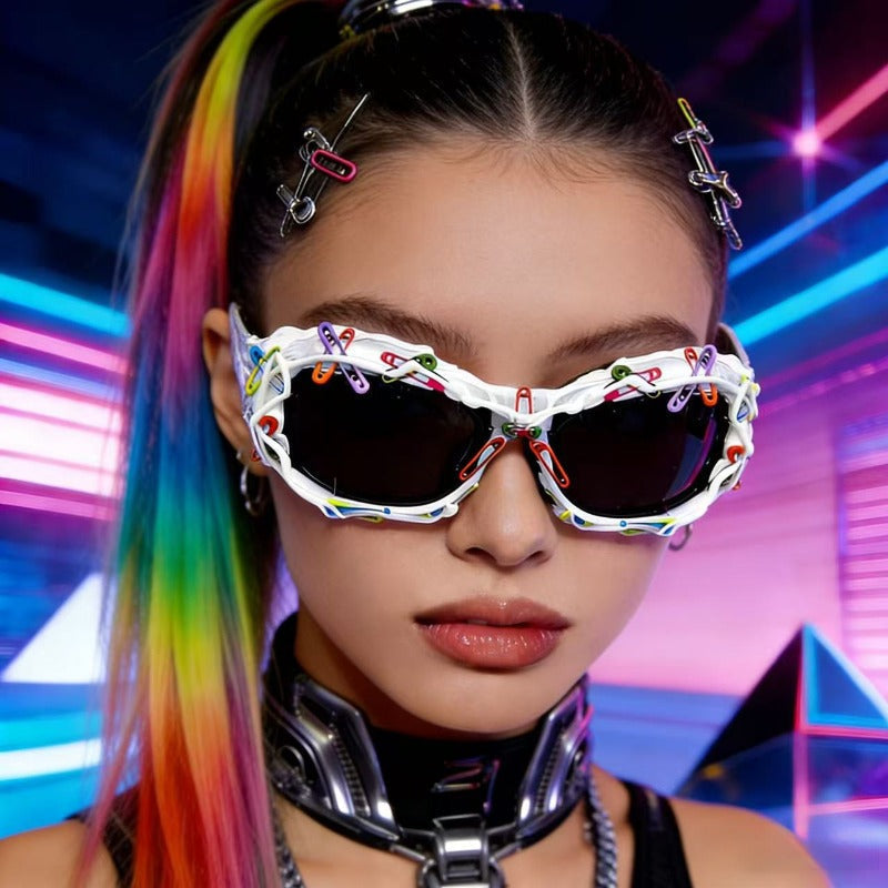Trendy punk glasses millennium style paper clips