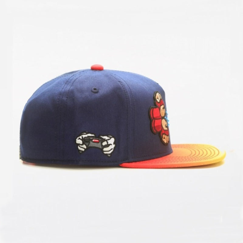Trendy flat brimmed snapback hatscartoon embroidered