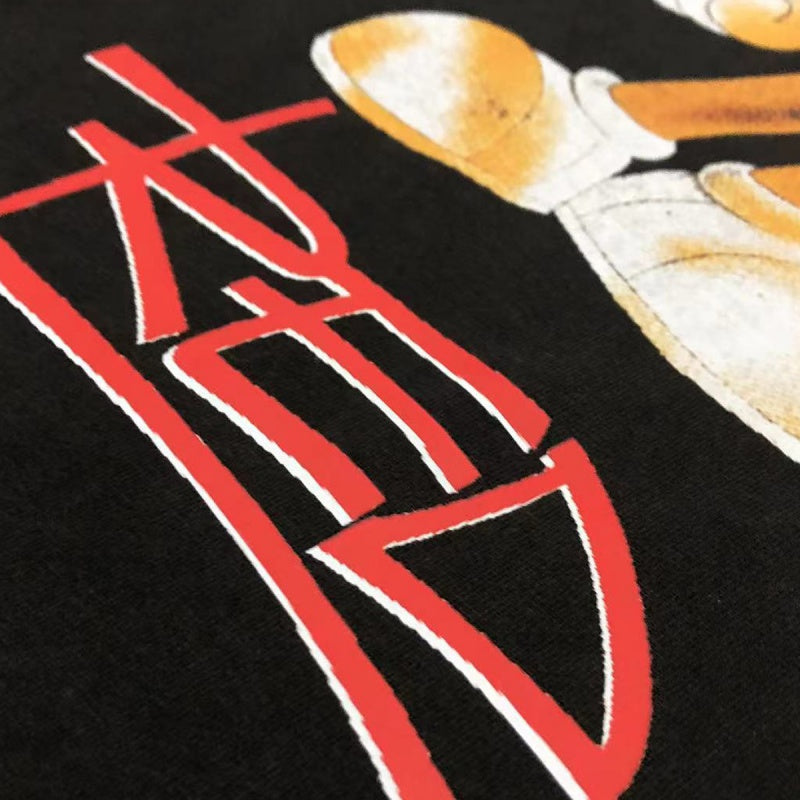 Saint Michael T Shirts Distressed Cartoon Red M&M Figure With Handwritten RED! Streetwear Print