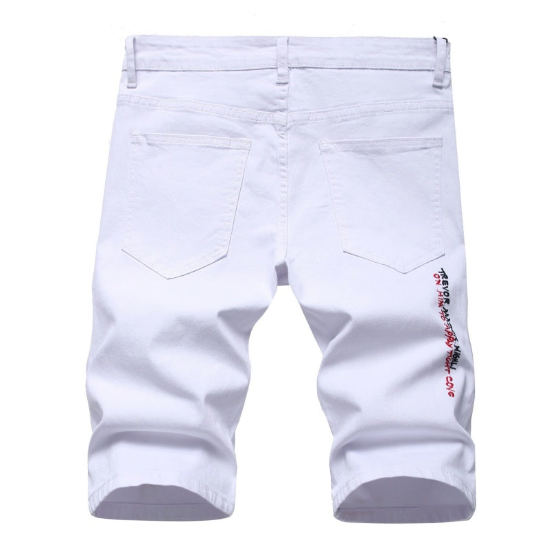 Denim shorts High-quality trendy casual pure cotton Non-stretch plus-size men's clothing