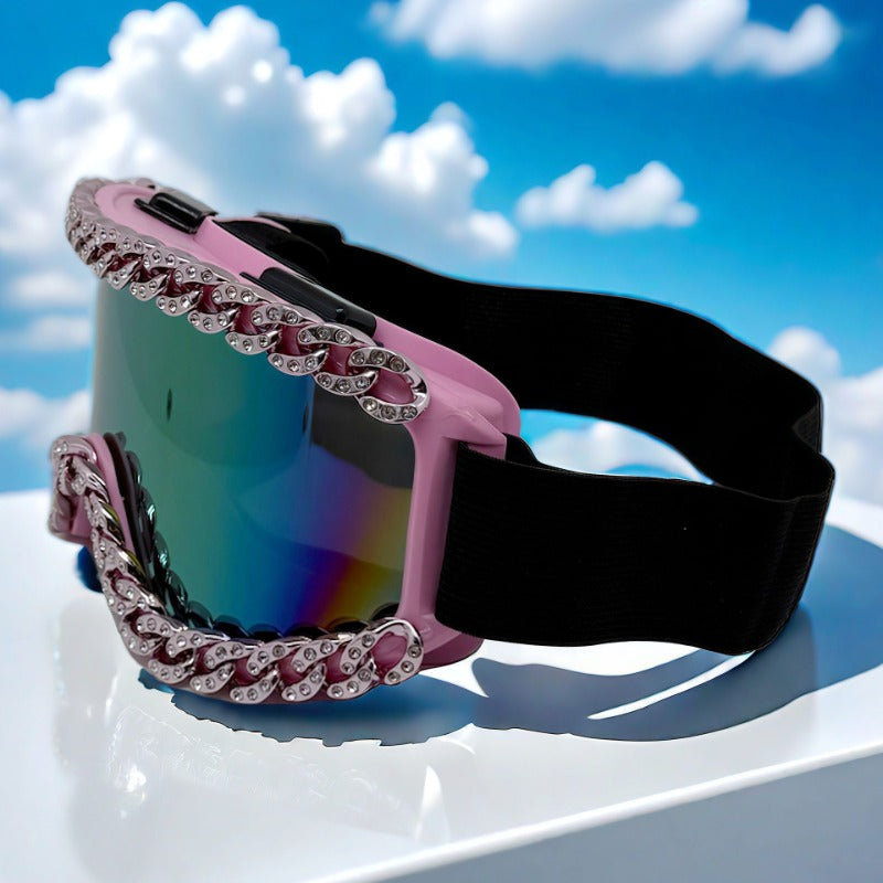 Trendy punk glasses diamond chain