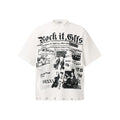 Unisex vintage T-shirt  gray-white waffle fabric with rivets