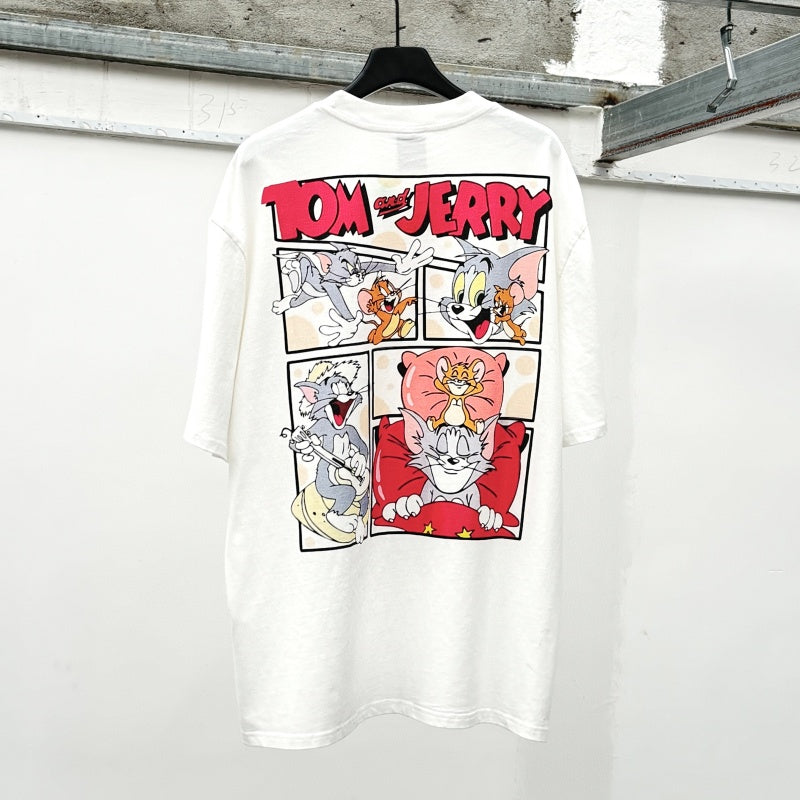 Unisex Vintage T Shirts TOM AND JERRY Limited Edition Washed & Distressed Short-Sleeve T-Shirt. Features custom heavyweight, brushed fabric with a vintage feel and high-quality direct-to-garment (white ink) printing—delivering premium texture and sty