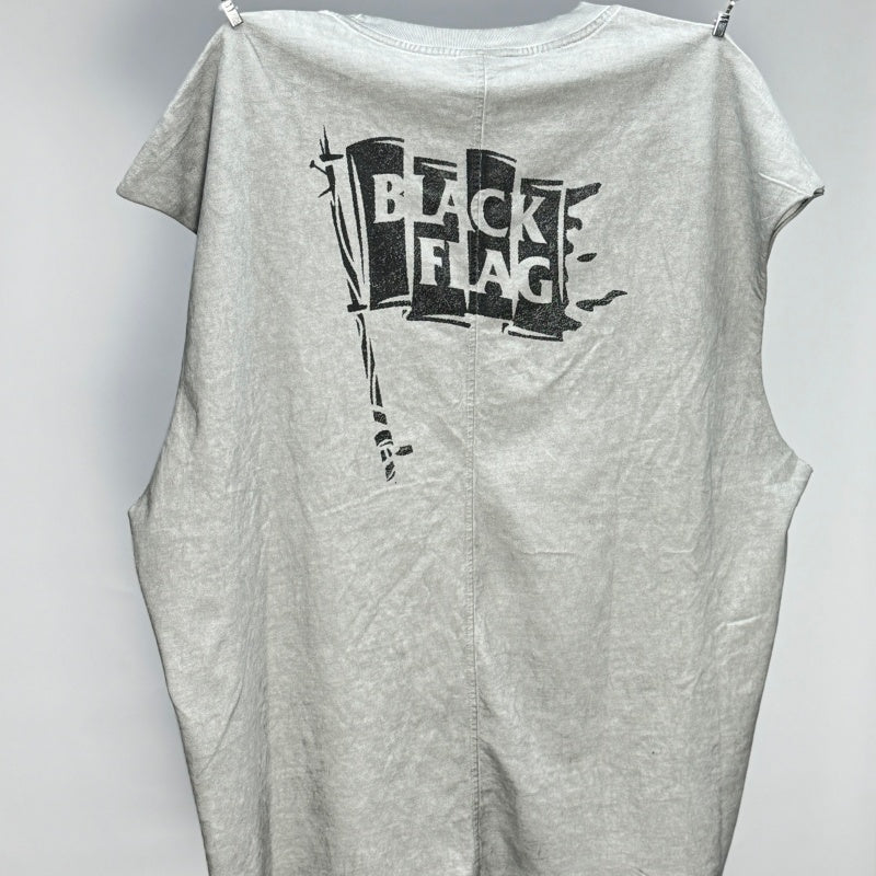 Unisex Vintage T Shirts Black Flag Limited Edition Washed Tank Top â€?Custom heavyweight brushed fabric with a vintage feel; unique cement-grey finish; white ink direct-to-garment print.