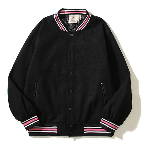 American-style baseball jacket American-style trendy high-street streetwear featuring back-panel graffiti, slogan, and lettering with intricate, high-density embroidery—embodying the vibe aesthetic.