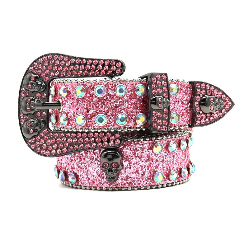 Hip-hop punk rhinestone belt unisex easiest for match