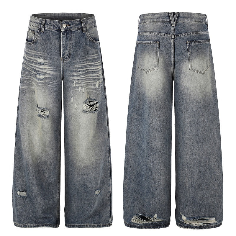 American-style streetwear harem pants Bottom Hem Distressed Baggy Apparel