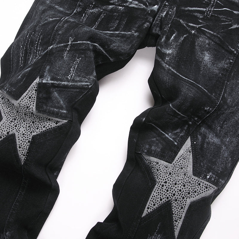 Mens Fashion Jeans Star Rhinestones S3972# Pure cotton high quality