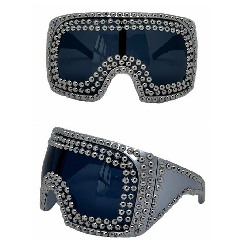 Trendy punk glasses oversized frame rivets