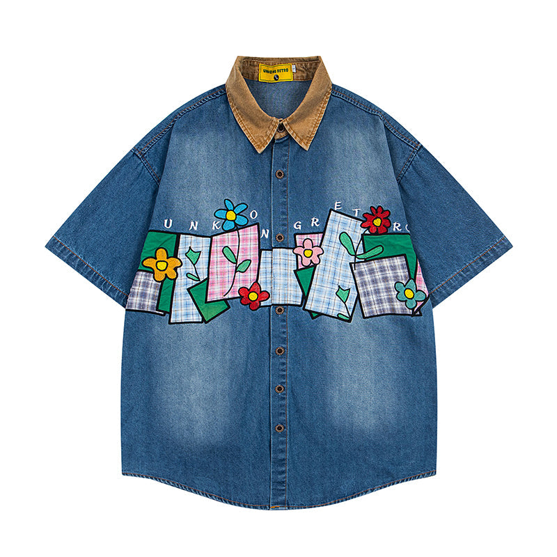Unisex vintage T-shirt Polo shirt with a stand-up collar