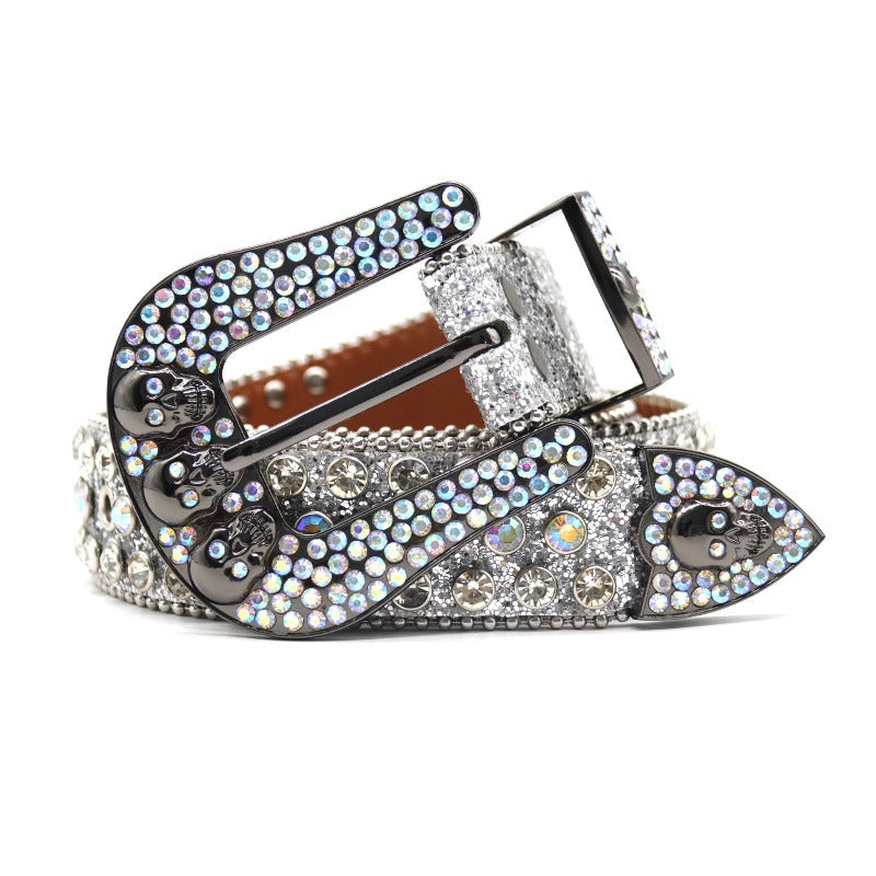 Hip-hop punk rhinestone belt skull punk style