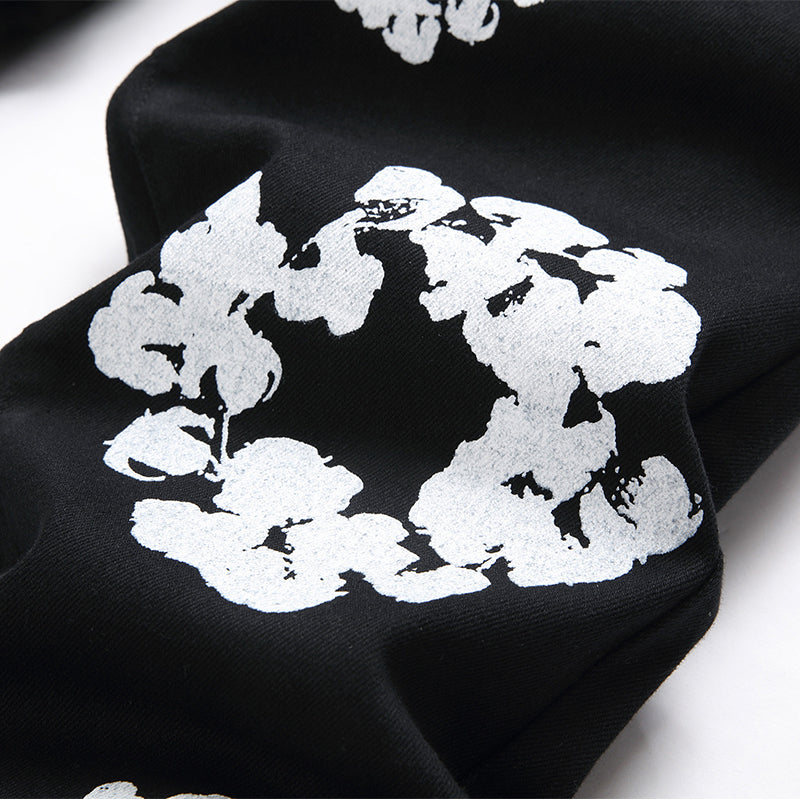 Mens Fashion Jeans White cotton flower 1322# Pure cotton high quality
