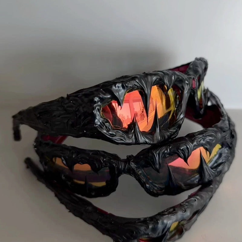Trendy punk glasses dark style