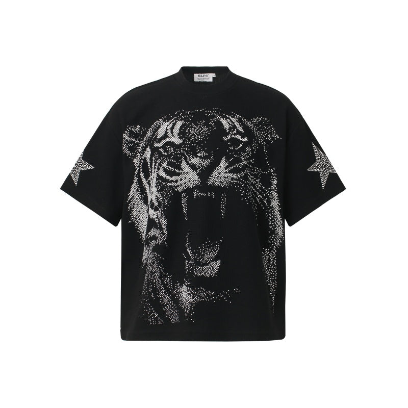 Unisex vintage T-shirt Black Tiger