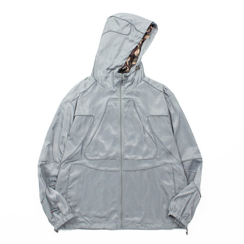 American-style baseball jacket American High-Street Hip-Hop Alcatraz / CRTZ Style Windbreaker & Reflective-Trim Set â€?Men's Camouflage Tech-Shell Jacket & Sportswear