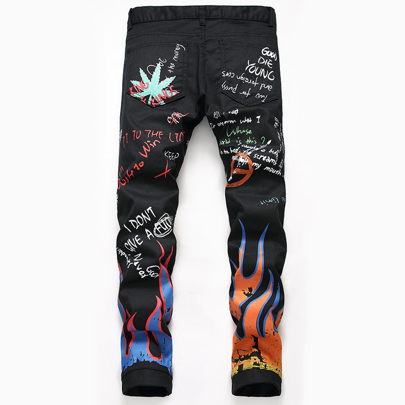 Mens Fashion Jeans Skull Flame 5646# Pure cotton high quality