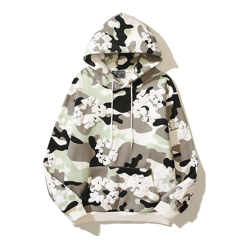 Denim Tears Hoodie Fleece Camouflage Cotton Wreath Graphic Oversized Hooded