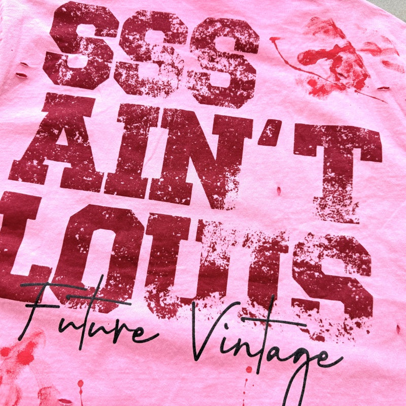 Unisex Vintage T Shirts Saint Street Dirty Graffiti-Style T-Shirt: Features hand-painted splatter art on the finished garment, multi-zone hand-distressing, and a heavy-duty enzyme-washed finish with spray-effect whiskering—exuding a premium, vintag
