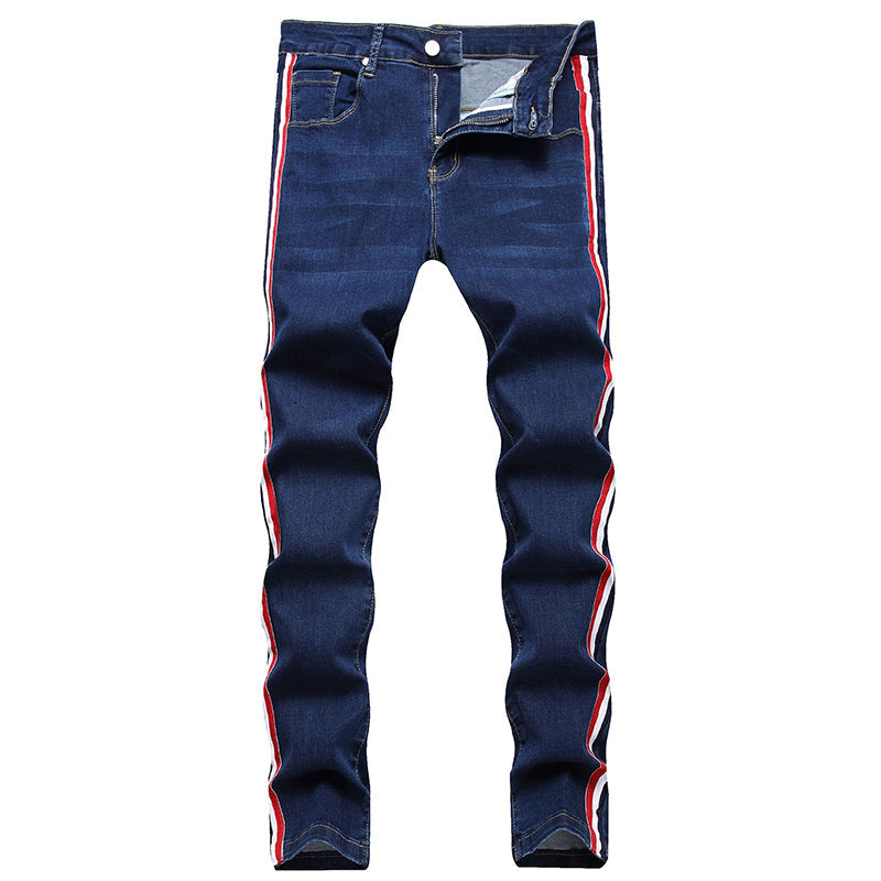 Mens Fashion Jeans Red stripes 7163# Pure cotton high quality