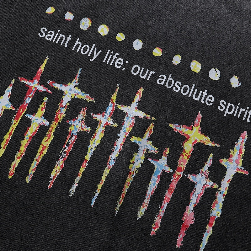 Saint Michael T Shirts GOD Grunge Box Font Bleeding Cross Vintage Back Print Graphic
