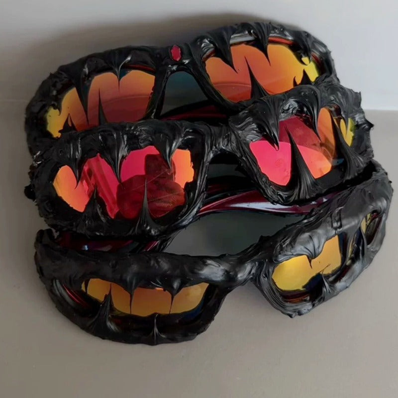 Trendy punk glasses dark style