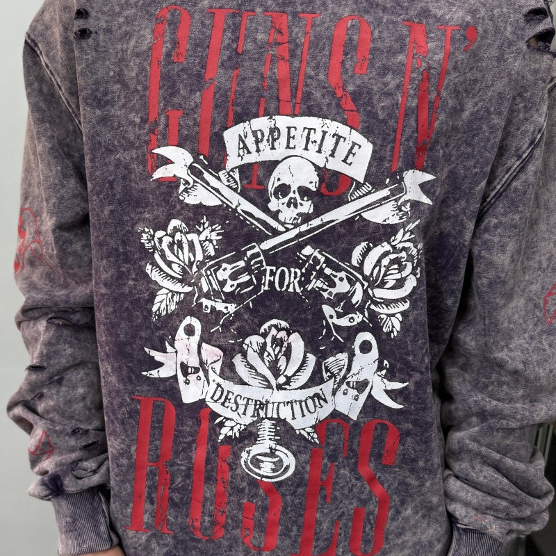 Unisex Vintage  sweatshirt Guns N' Roses x Harley-Davidson Tour Limited Edition Crewneck Sweatshirt â€?Heavyweight, Washed & Distressed Finish