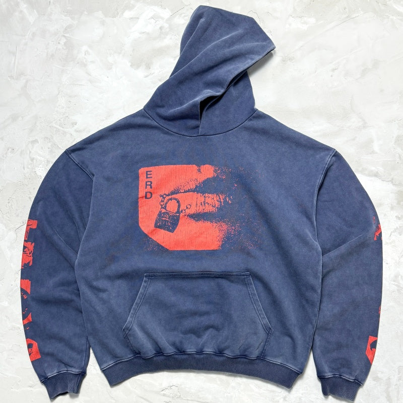 Unisex Vintage Hoodie  Shackled Red Lips Limited Edition Hoodie â€?Custom-made, heavyweight, and true to the original [Navy Blue]