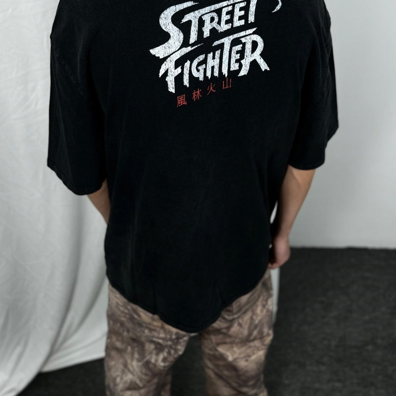 Unisex Vintage T Shirts Street Fighter Wind, Forest, Fire, Mountain Limited Edition â€?High-Street Style Featuring Premium Distressed Wash Craftsmanship