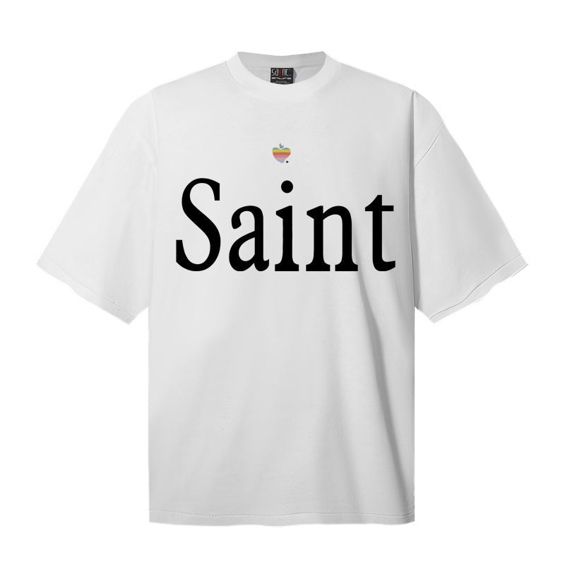 Saint Michael T Shirts Clean Simple Saint Serif Font Chest Oversized T-shirt Design