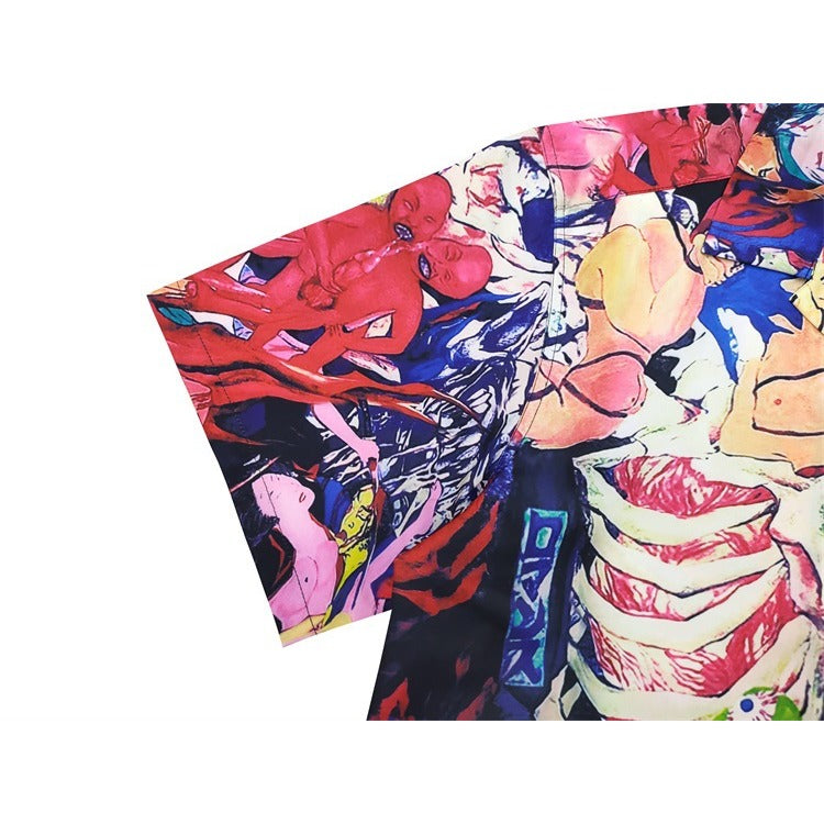 GUILTYPARTIES TIGER Shirts 18ss Hell Painting, Heaven Tokyo Short Sleeve Hawaiian Flower Shirt Men