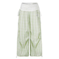 American-style streetwear harem pants Pleated Front Checkered Casual Wear