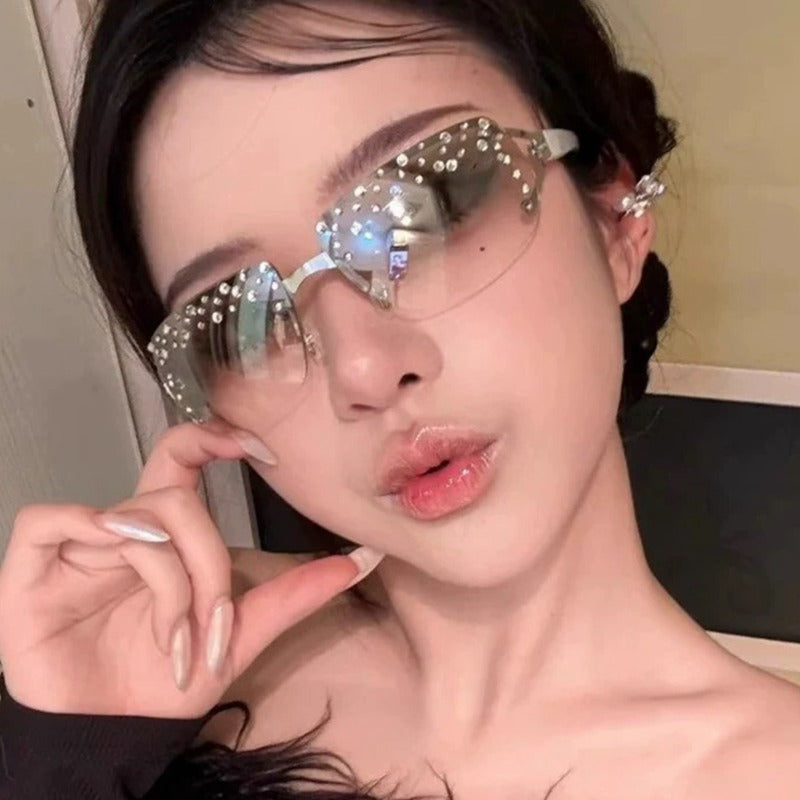 Trendy punk glasses retro millennium style uv protection