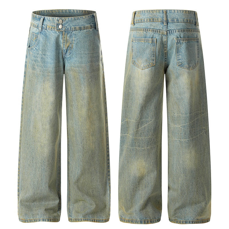 American-style streetwear harem pants Double Button Low Rise Wide Silhouette