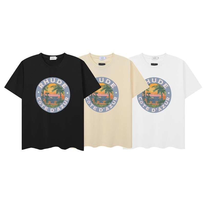 RHUDE T Shirts Faded Tropical Circle Print
