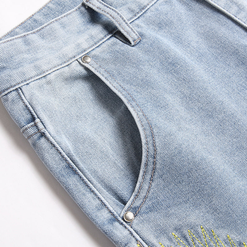 Mens Fashion Jeans Destroy embroidery thread balls 5720# Pure cotton high quality