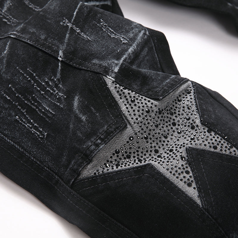 Mens Fashion Jeans Star Rhinestones S3972# Pure cotton high quality