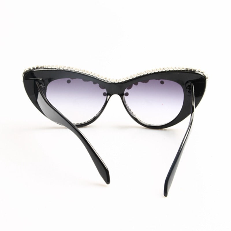 Trendy punk glasses cat eyes with diamonds