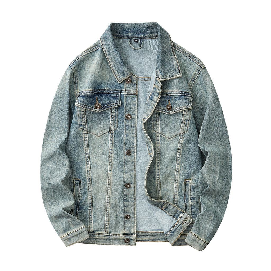 Denim Jacket & Jeans High-Street Trend Retro Casual Matching Distressed Denim Trucker Jacket and Slim-Fit Pants Outfit(jacket and jeans must be purchased separately.)