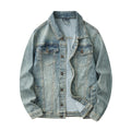 Denim Jacket & Jeans High-Street Trend Retro Casual Matching Distressed Denim Trucker Jacket and Slim-Fit Pants Outfit(jacket and jeans must be purchased separately.)