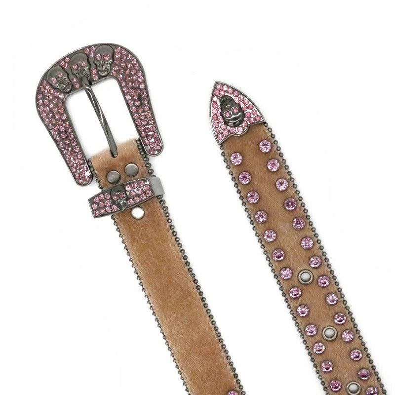 Hip-hop punk rhinestone belt skull rhinestone