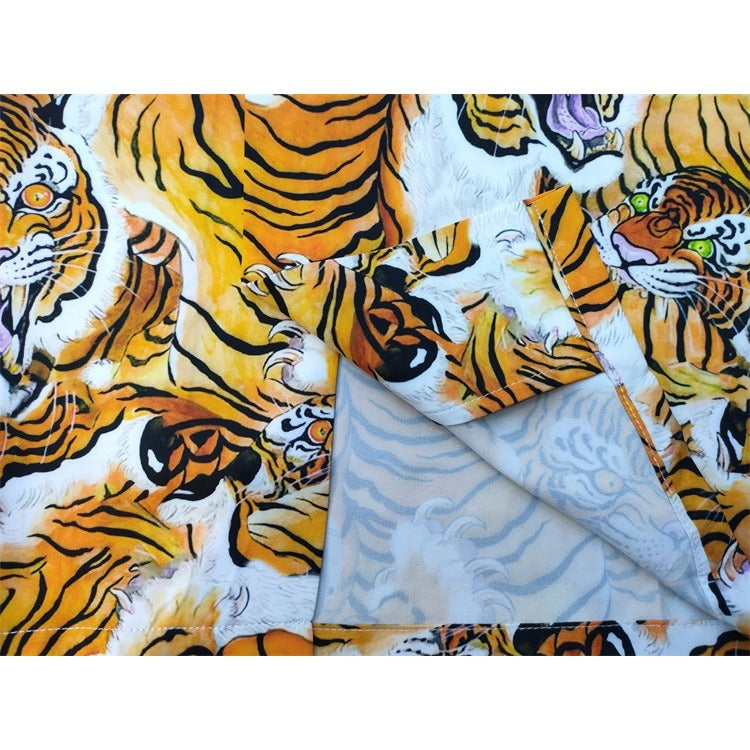 GUILTYPARTIES TIGER Shirts 19ss Tiger Print Tiger Totem Hawaiian Casual Short Sleeve Shirt Men