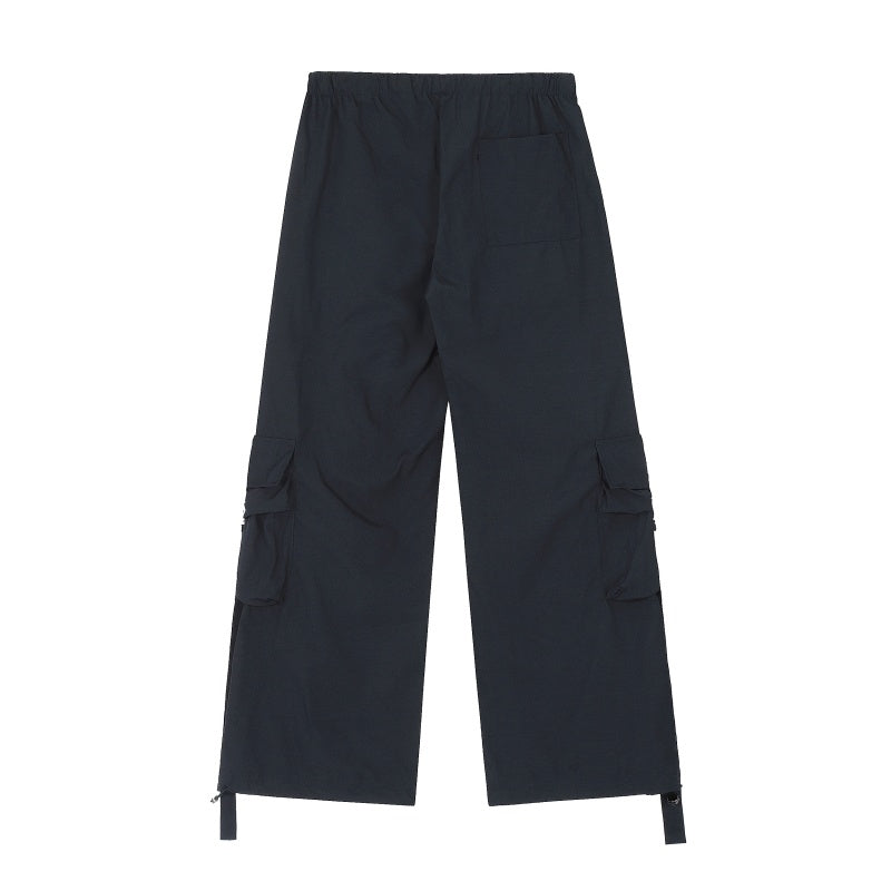 American-style streetwear harem pants Side Flap Pockets with Adjustable Webbing Straps