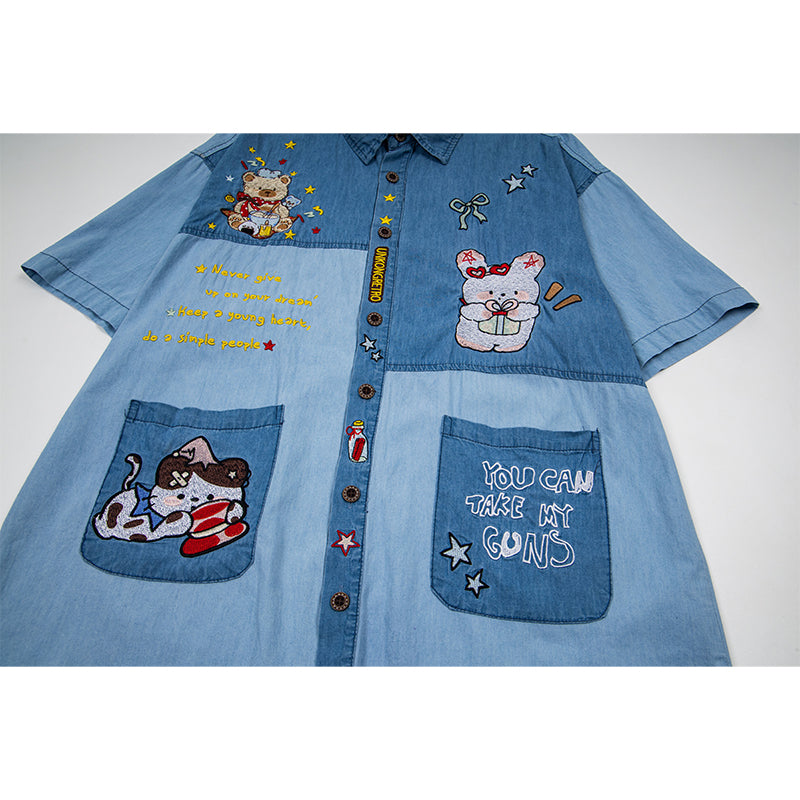 Unisex vintage T-shirt Polo shirt with a stand-up collar