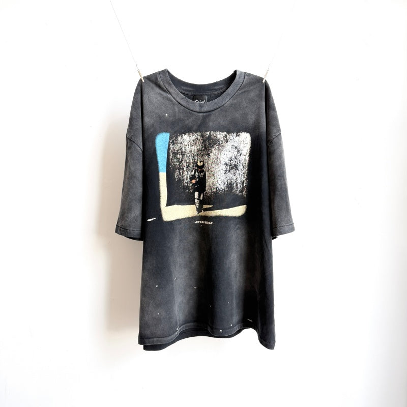 Unisex Vintage T Shirts Saint × STAR WARS Collaboration T-Shirt â€?Darth Vader Reflection Print. Features authentic 280g heavyweight fabric that retains its quality after washing, vintage single-stitch and blind-stitch construction, and a combination