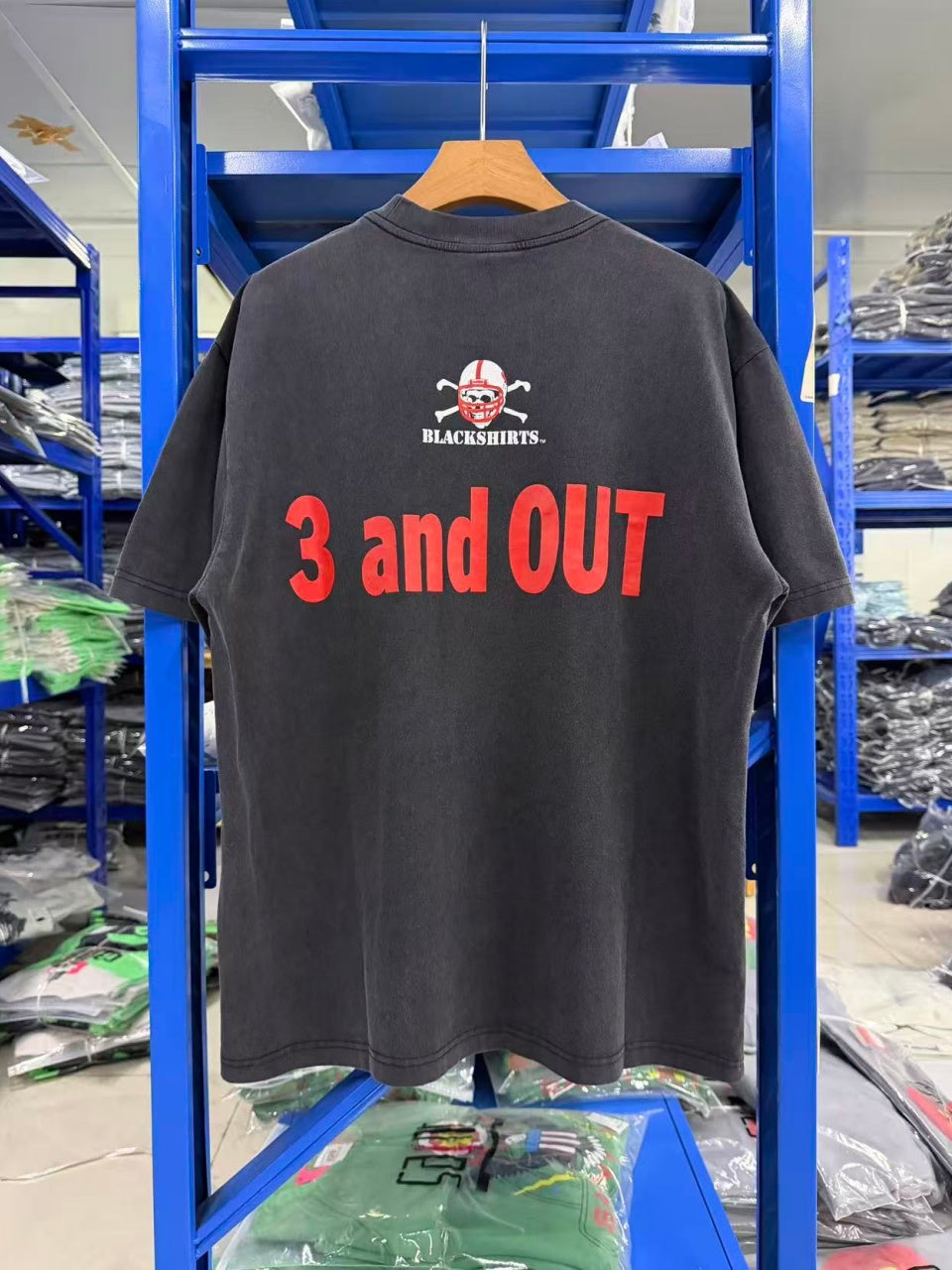 Vintage style washed summer wear T shirt Dual blades 260G pure cotton high-quality streetwear