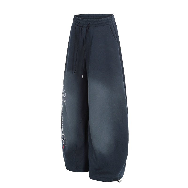 American-style streetwear harem pants Fleece-lined and thickened Gradient Fade Hem Casual Trousers