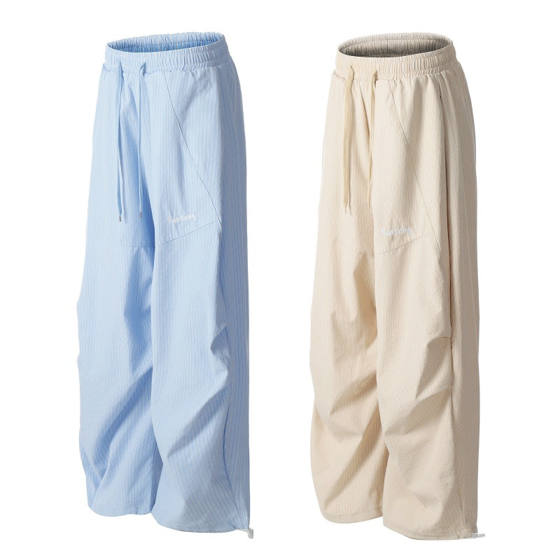 American-style streetwear harem pants Elastic Waist Striped Baggy Pants